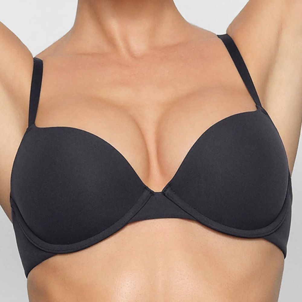 Skims Fits Everybody Push-Up Demi Bra Black‎ 32DDDD NWT in packaging